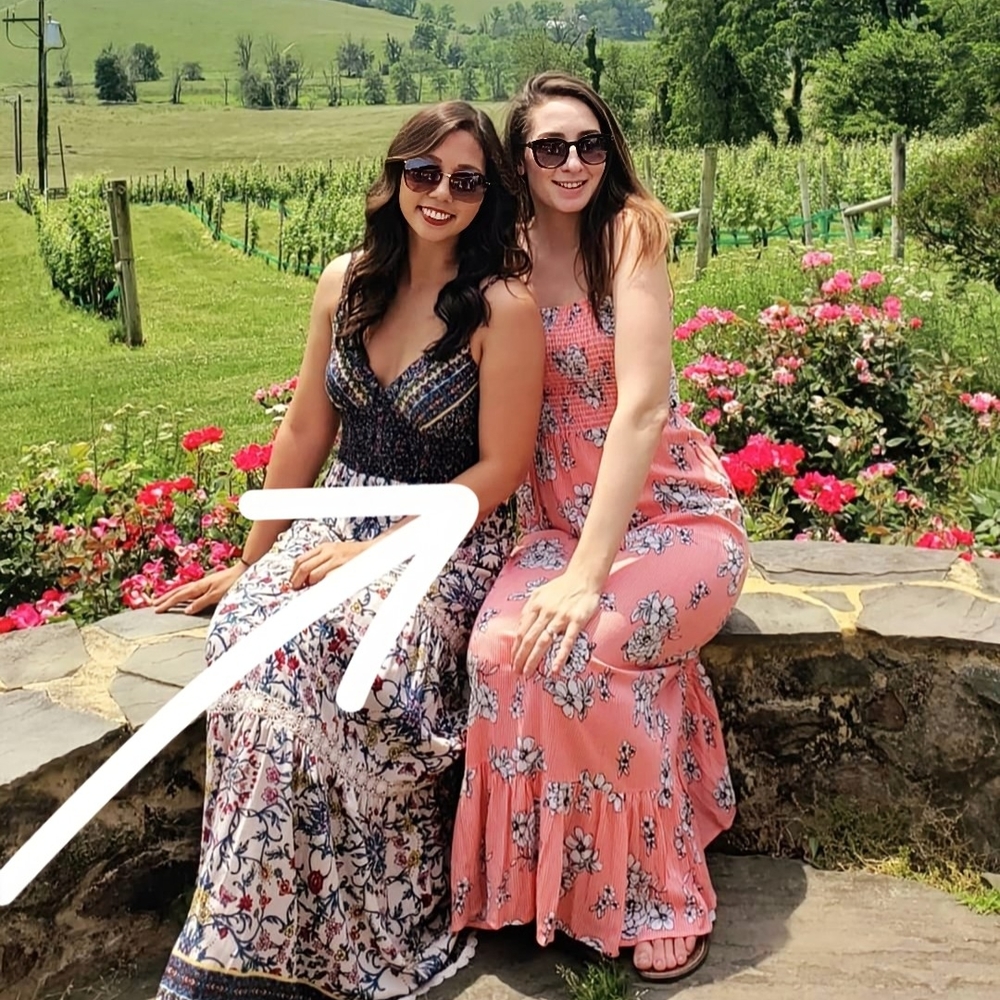 Everly Floral Maxi Dress - Navy and White